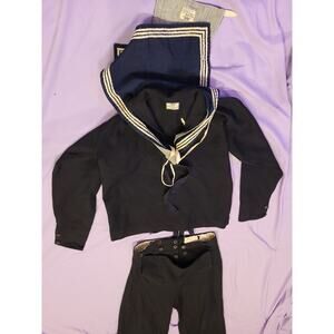 Vtg Rowe of Gosport Child Sailor Suit Navy Wool Jumper Fall-Front Trousers 1920s
